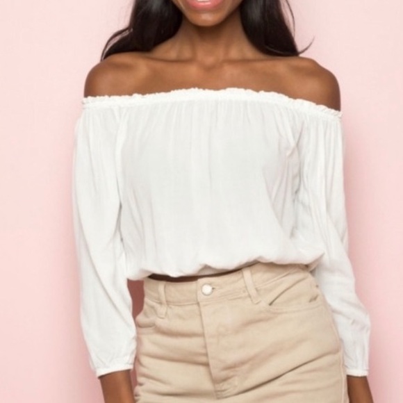 Brandy Melville white maura off the shoulder top - Picture 2 of 5